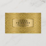 Modern Gold Zebra Stripes & Glitter Pattern Business Card at Zazzle
