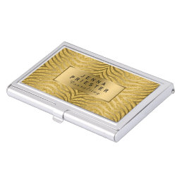 Modern Gold Zebra Stripes &amp; Glitter Pattern Case For Business Cards