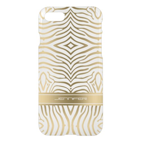 Modern Gold Zebra Stripes White Background iPhone SE87 Case