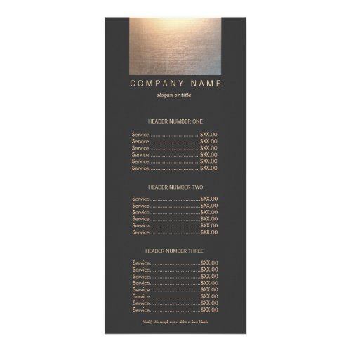 Modern Gold Zen Glow Salon Price List Menu