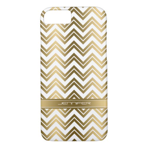 Modern Gold Zigzag Chevron White Background iPhone 87 Case