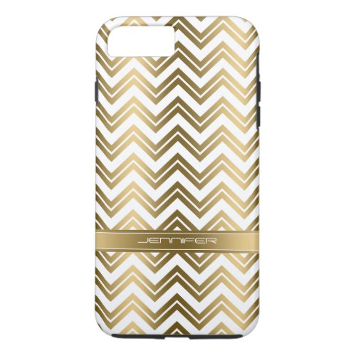Modern Gold Zigzag Chevron White Background iPhone 8 Plus7 Plus Case