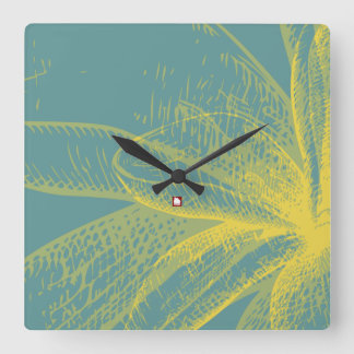 Modern Goldden Flower Paint 1 Acrylic Print Square Wall Clock