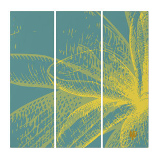 Modern  Goldden Flower Paint 1 Acrylic Print Triptych