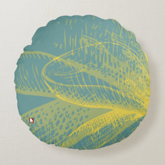 Modern Goldden Flower Paint 1 by RD Round Pillow