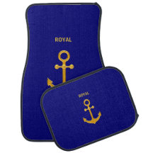 Modern Golden Anchor on Royal Blue