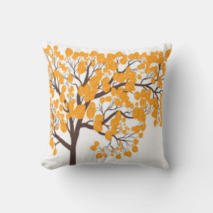 Modern Golden Autumn Tree Decorative Pillow