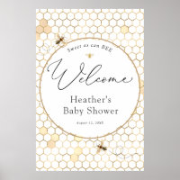 Modern Golden Bee Baby Shower Welcome Poster