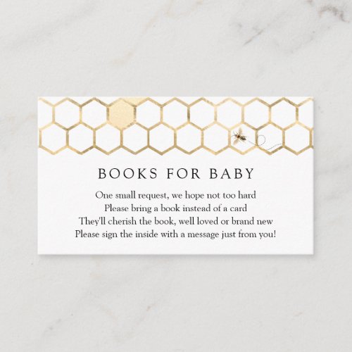 Modern Golden Bee Books for Baby Request Enclosure Card