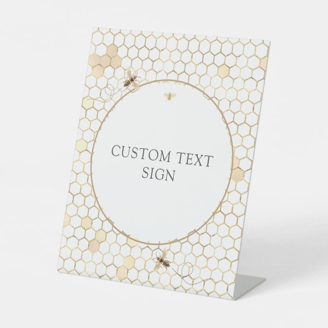 Modern Golden Bee Custom Text Sign  (Front)