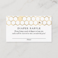 Modern Golden Bee Diaper Raffle insert card