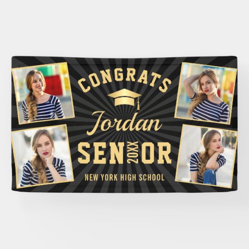 Modern Golden Black Graduation Class of 2024 PHOTO Banner