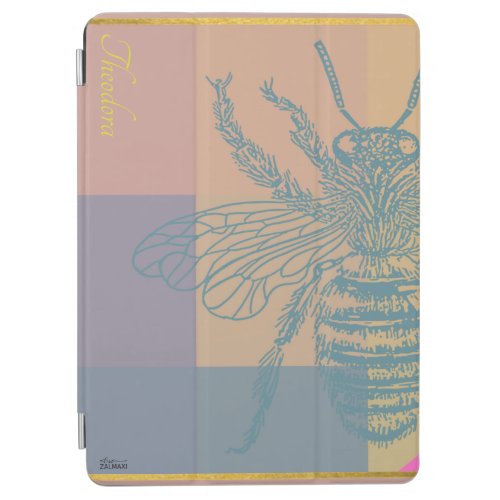 Modern Golden Blue Bee iPad Air Cover