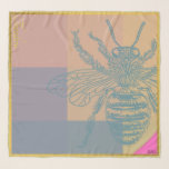 Modern Golden Blue Bee Scarf<br><div class="desc">The Chic Golden Flying Bee It is a graphic metaphor created for You. 
You can personalize the text with Your Name or Your Customer Name or any phrase that Inspires You.</div>