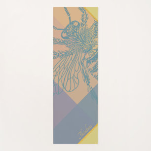 Modern Golden Blue Bee Yoga Mat