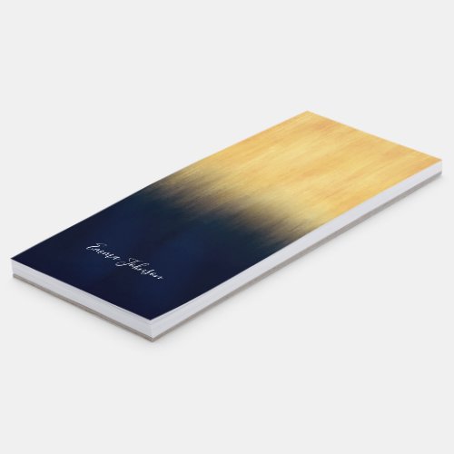 Modern Golden Blue Brushstrokes Magnetic Notepad