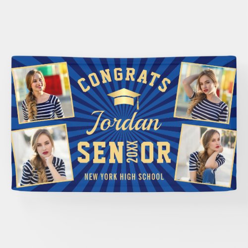 Modern Golden Blue Graduation class of 2022 PHOTO Banner