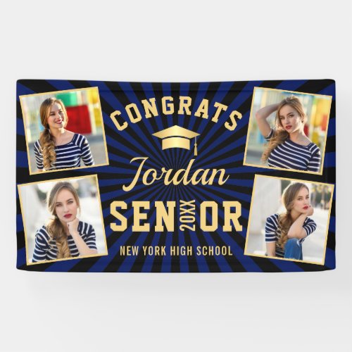 Modern Golden Blue Graduation class of 2022 PHOTO Banner