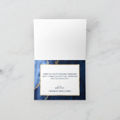 Modern Golden Blue Marble Agate Graduation Party Thank You Card (Inside)