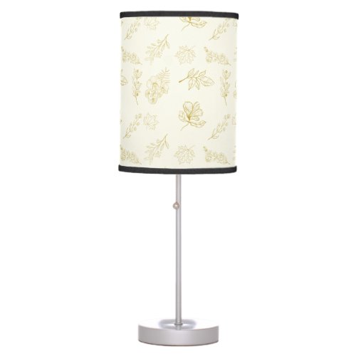 Modern Golden Botanical Pastel Neutral  Table Lamp