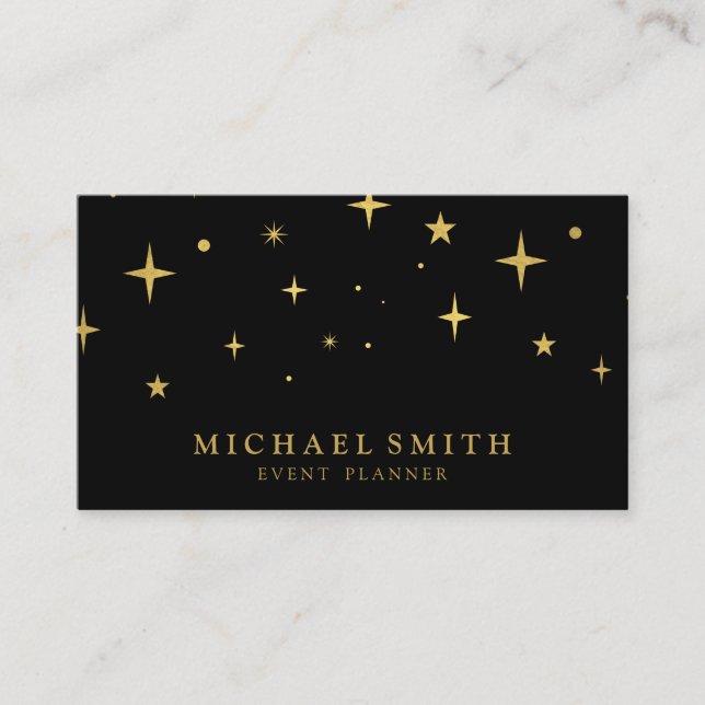 Modern Golden Brighten Stars Business Card (Front)