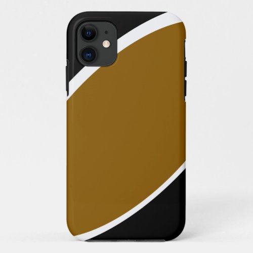 Modern Golden Brown White Curves Black Background iPhone 11 Case