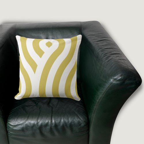 Modern Golden_Brown  White Wave Pattern Throw Pillow