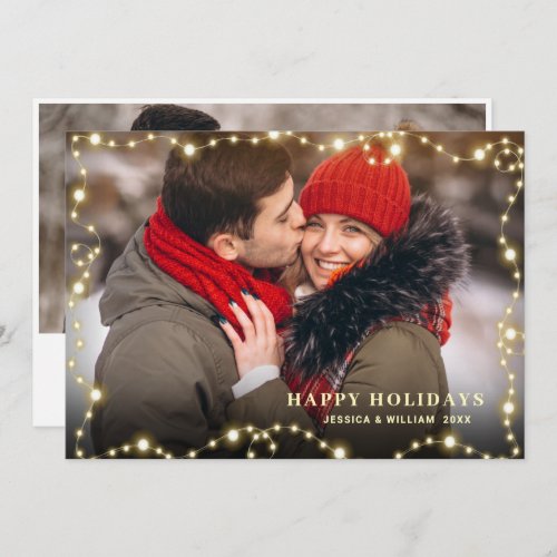 Modern Golden Christmas 2 PHOTO Greeting Holiday Card