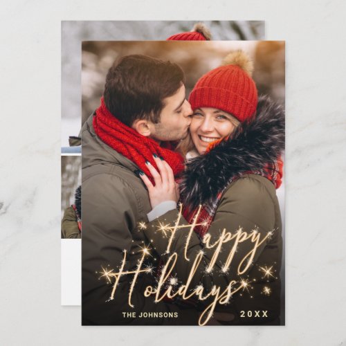 Modern Golden Christmas 4 PHOTO Greeting Holiday C