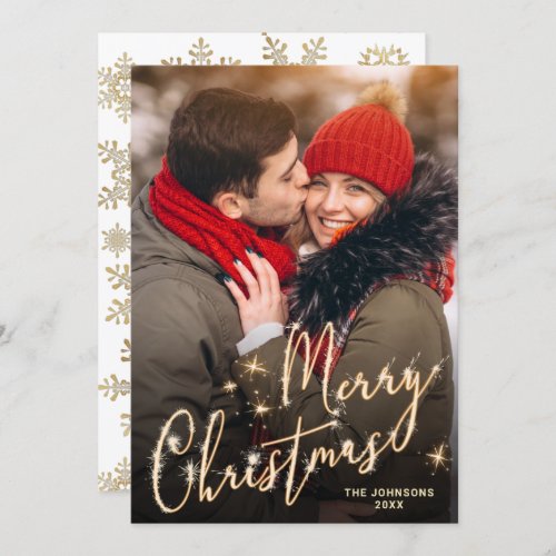 Modern Golden Christmas PHOTO Greeting Holiday Card