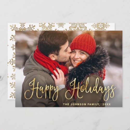 Modern Golden Christmas PHOTO Greeting Holiday Card
