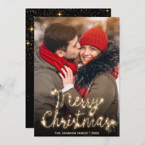 Modern Golden Christmas PHOTO Greeting Holiday Card