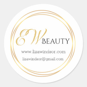 Modern golden circle monogram logo classic round sticker