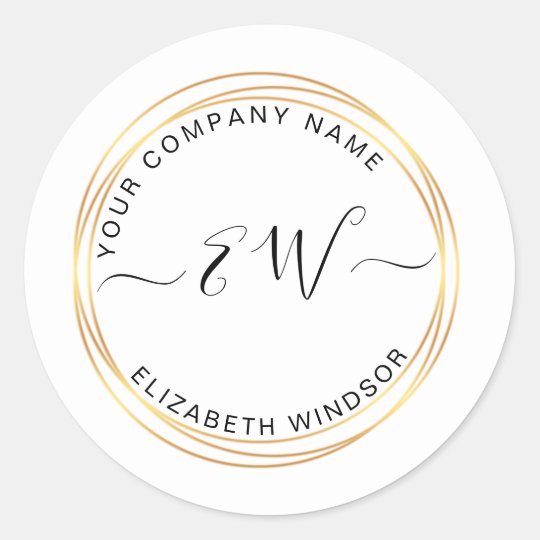 Modern golden circle monogram logo classic round sticker | Zazzle.com