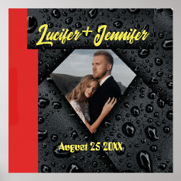 Modern Golden Diamond Custom Wedding Wood Printed Holder