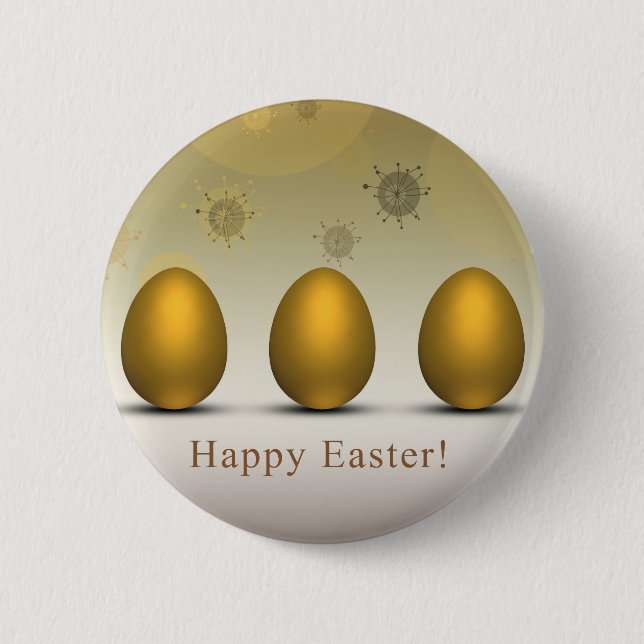 Modern Golden Easter Eggs Button (Front)