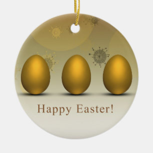 Modern Golden Easter Eggs Ceramic Ornament