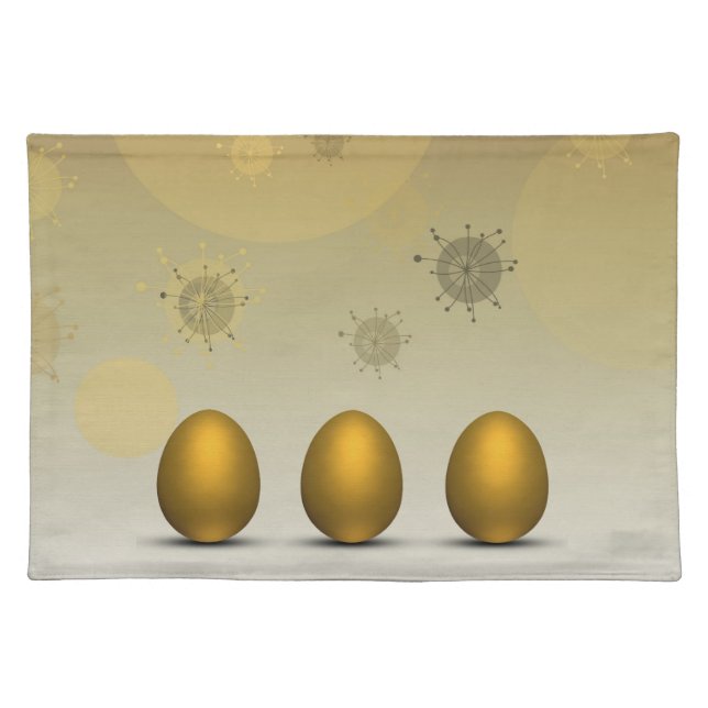 Modern Golden Easter Eggs Cloth Placemat (Front)