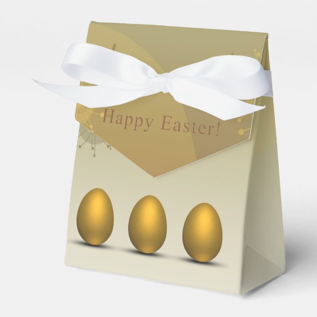 Modern Golden Easter Eggs Favor Boxes (Front Side)