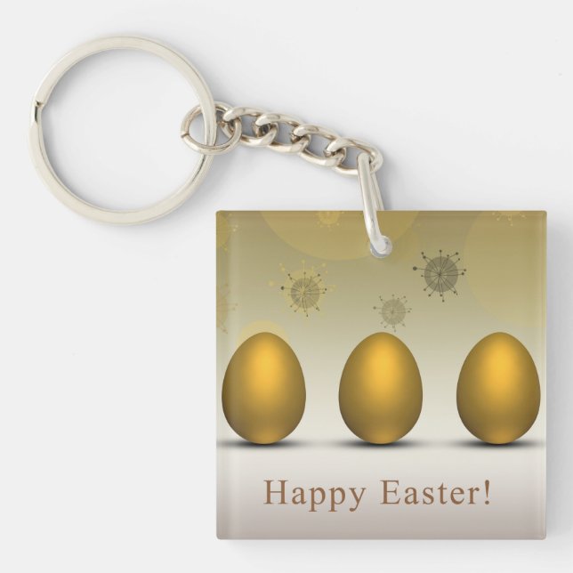 Modern Golden Easter Eggs Keychain (Front)