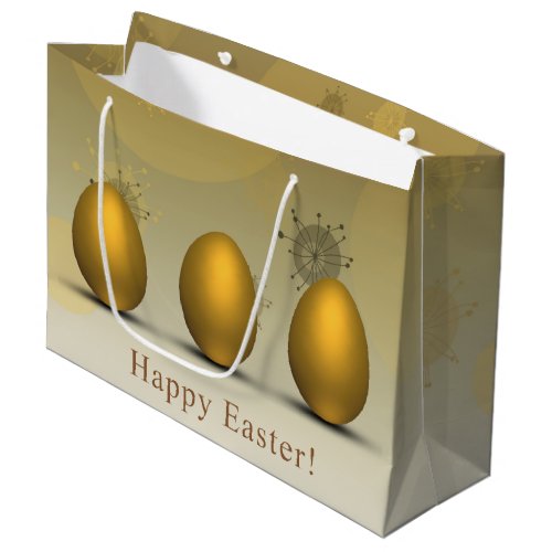 Modern Golden Easter Eggs Large Gift Bag