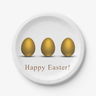 Modern Golden Easter Eggs Paper Plates