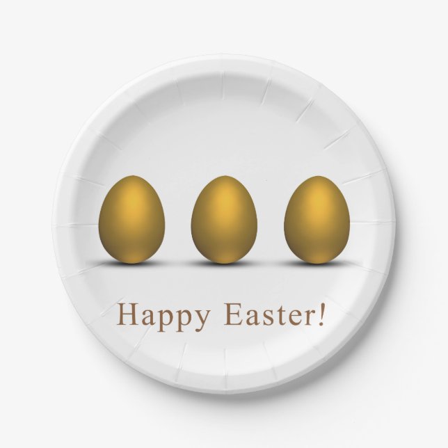 Modern Golden Easter Eggs Paper Plates (Front)