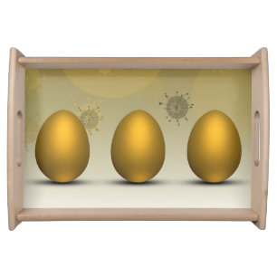 Modern Golden Easter Eggs Serving Tray