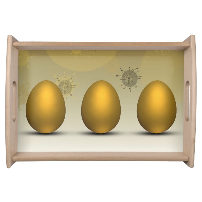 Modern Golden Easter Eggs Serving Tray (Front)