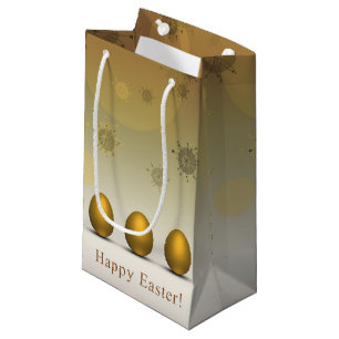 Modern Golden Easter Eggs Small Gift Bag