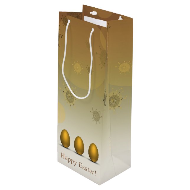 Modern Golden Easter Eggs Wine Gift Bag (Front Angled)