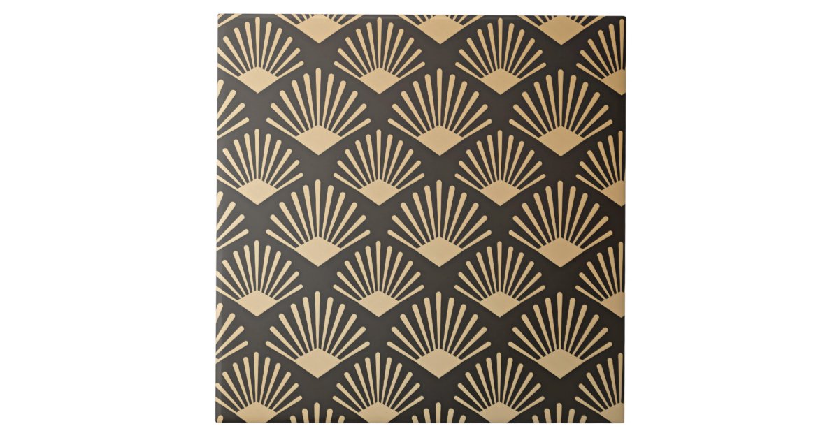 Modern Golden Gatsby pattern Ceramic Tile | Zazzle