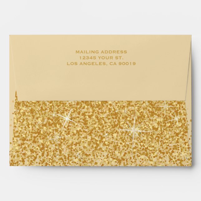 Modern Golden Glitz Glitter Wedding Envelope (Back (Top Flap))