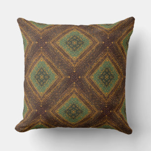 Modern Golden Grid Pattern , Gold Burgundy Green Throw Pillow